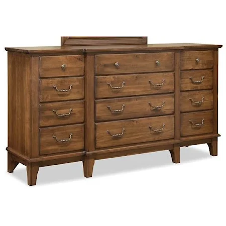 Transitional Solid Wood Breakfront Dresser